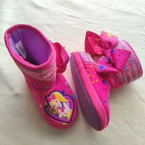 JoJo Siwa Pink Soft Winter Booties with Bows Sequins Size TODDLER  7-8